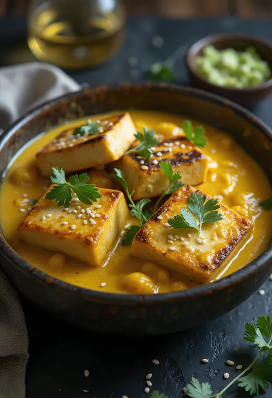 Grillezett tofu tahini curryvel