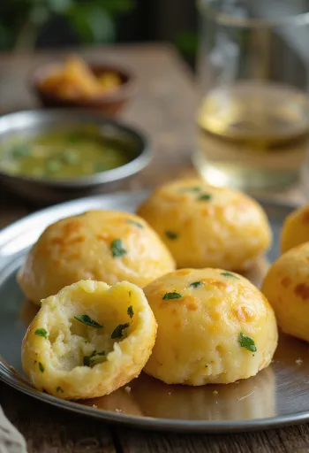 Idli rava-val frissen tálalva, korianderrel díszítve