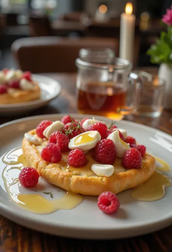 Málnás és mascarponés focaccia tálalva