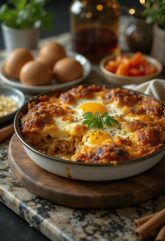 Moussaka fűszeresen, húsos és túrós rétegekkel