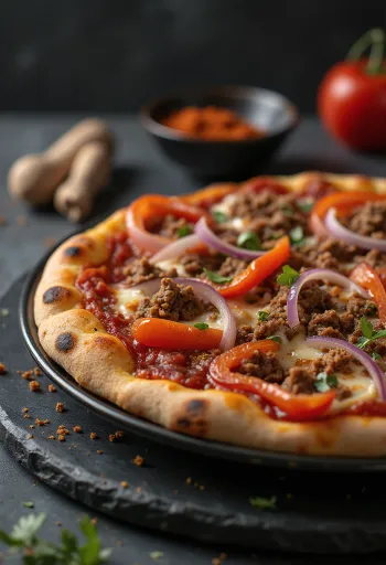 Pizza Algerienne tálalva