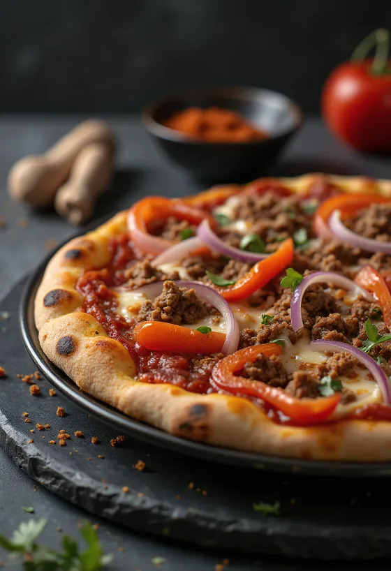 Pizza Algerienne tálalva