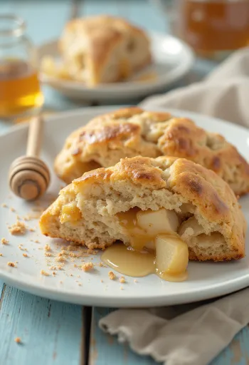 Sült almás-mézes scone tálalva