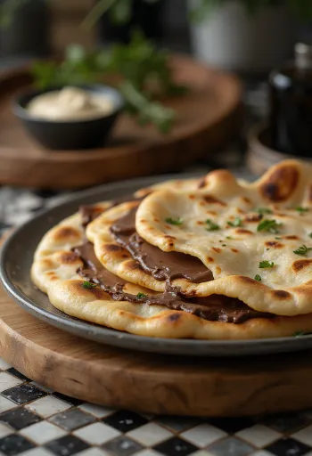 Tejszínes-csokoládés naan kenyér tálalva