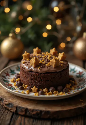 Adventi csokitorta ünnepi díszítéssel