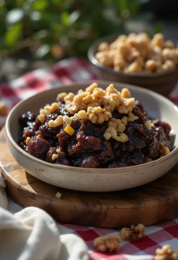 Anjeer ka Halwa gazdag füges ízekkel, pörkölt dióval és rózsavízzel.