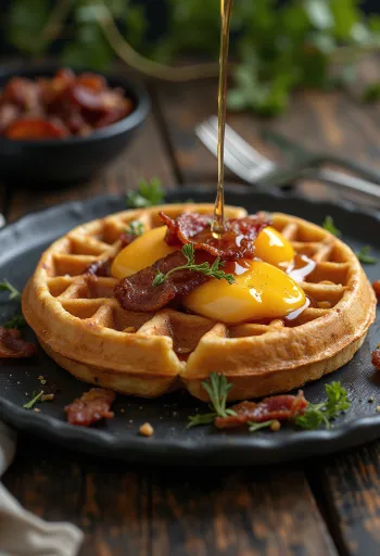 Baconös Gofri tálalva