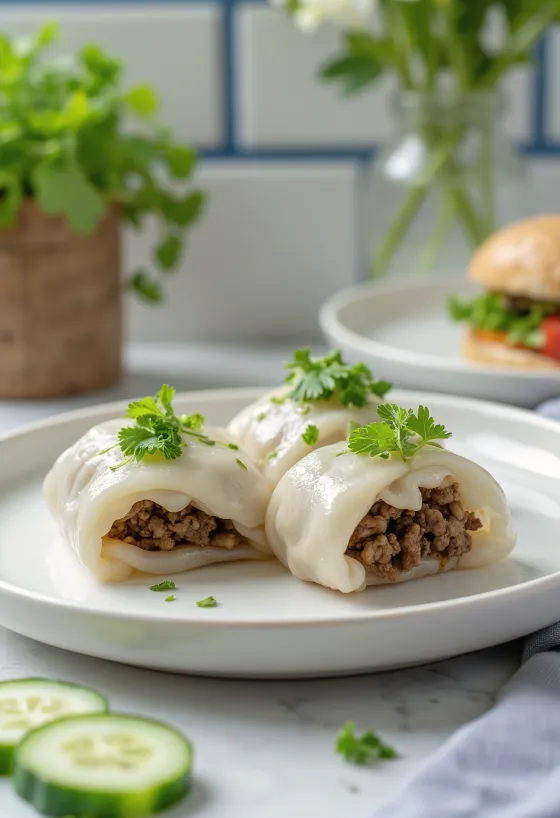 Bánh cuốn korianderrel, tálalva friss zöldségekkel
