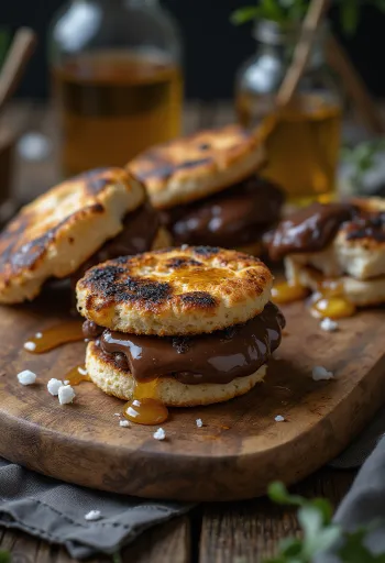 BBQ grillezett csokoládés-mézes pillecukor tálalva