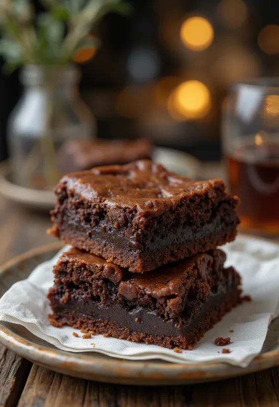 Brownie gazdag csokoládé ízzel, szeletekre vágva