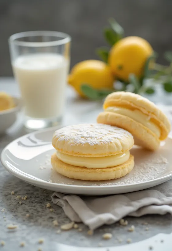 Citromos-vaníliás linzer tálalva