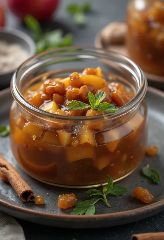 Fahéjas almás chutney tálalva sajtok mellé