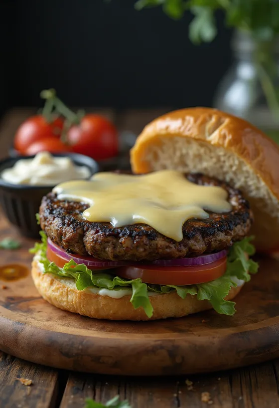 Gombaburger portobello gombával és friss zöldségekkel