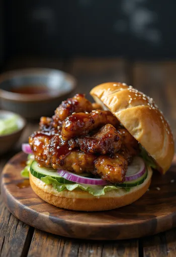 Japán teriyaki burger tálalva