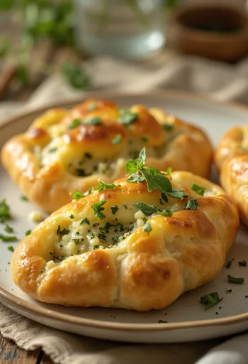 Khachapuri petrezselyemmel, friss, aranybarna sajtos lepények petrezselyemmel