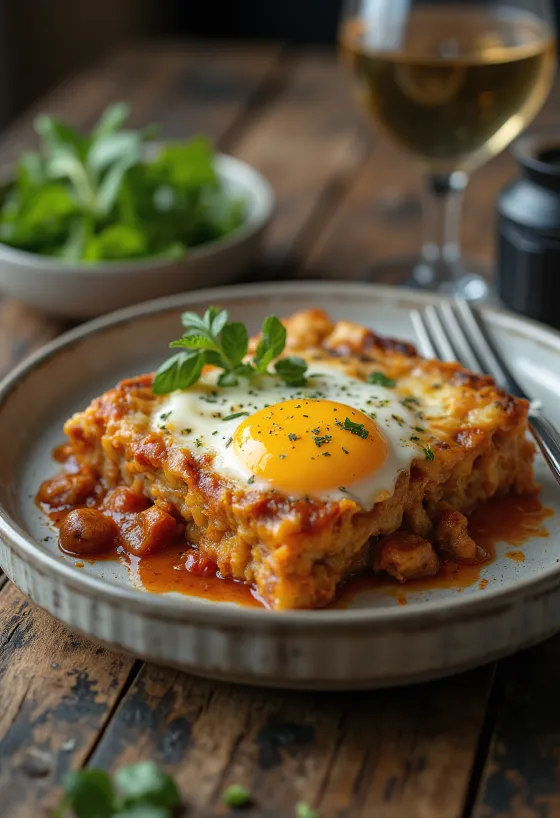 Moussaka padlizsánnal, húsos és túrós rétegekkel