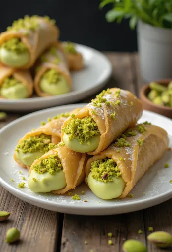 Pisztáciás cannoli tálalva
