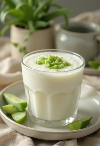 Probiotikus Aloe Vera Kefir díszítve friss mentával