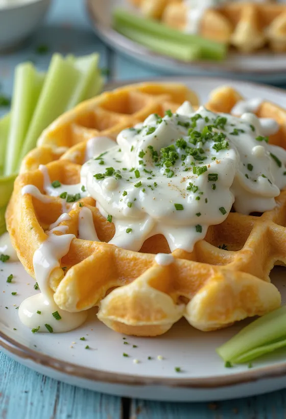 Ranch öntetes gofri fokhagymával és friss zöldfűszerekkel