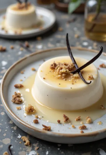 Vaníliás panna cotta bogyós gyümölcsökkel díszítve