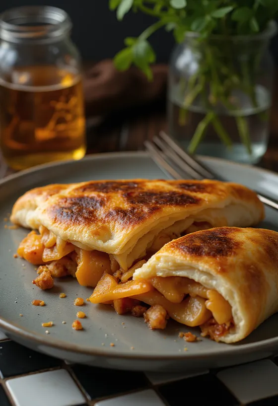 BBQ csirkés calzone aranybarnára sütve