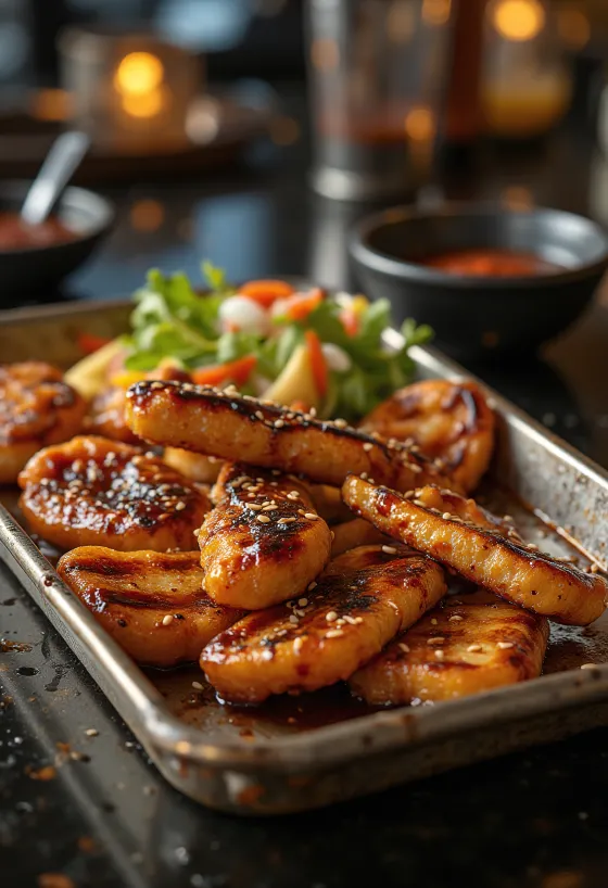 BBQ grillezett csípős szójacsíkok