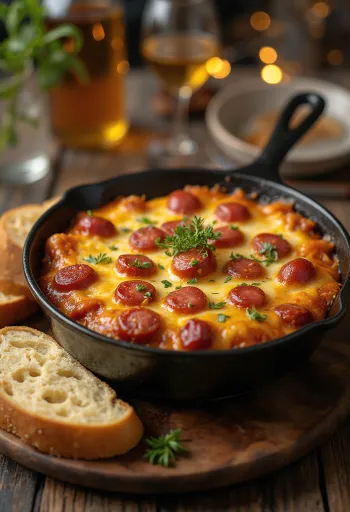 Chistorra con queso, spanyol kolbász cheddar sajttal