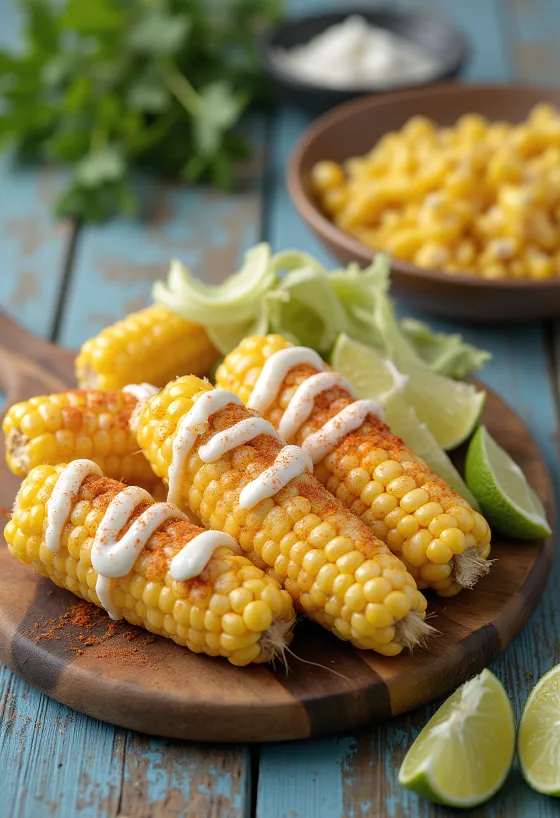 Elote chili porral – friss kukorica chili porral, sajttal és tejföllel tálalva
