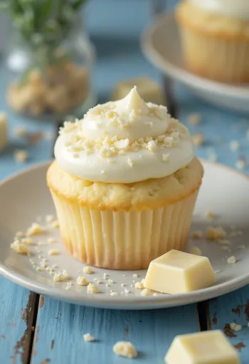 Frissen sült fehér csokis cupcake