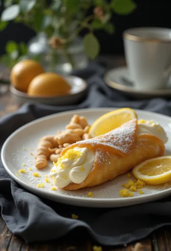 Gyömbéres cannoli tálalva