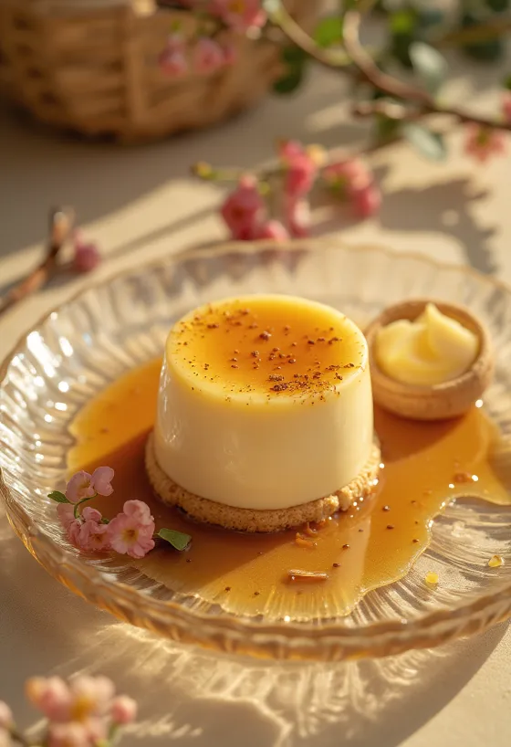 Karamellás panna cotta torta szeletelve tálalva