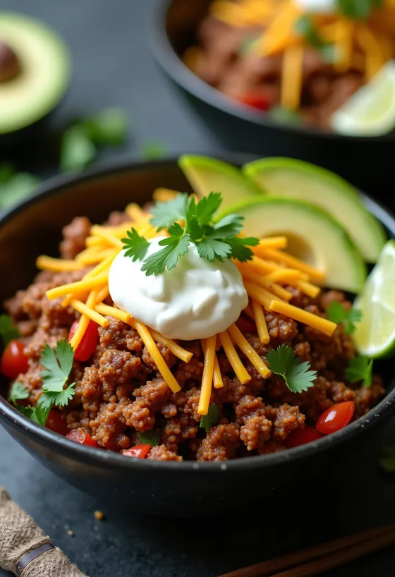 Keto taco tál avokádóval