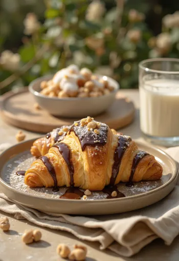Nutellás croissant tálalva