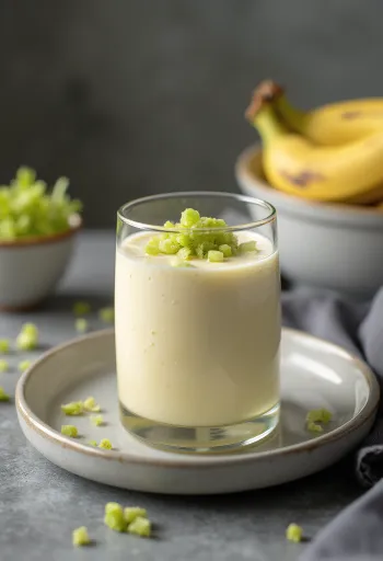 Probiotikus banános joghurt, friss mentával tálalva