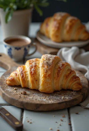Szerecsendiós croissant tálalva
