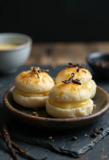 Vaníliakrémes bao bun tálalva