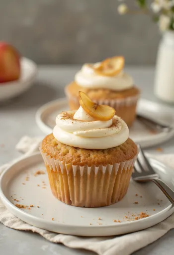 Almás cupcake tálalva