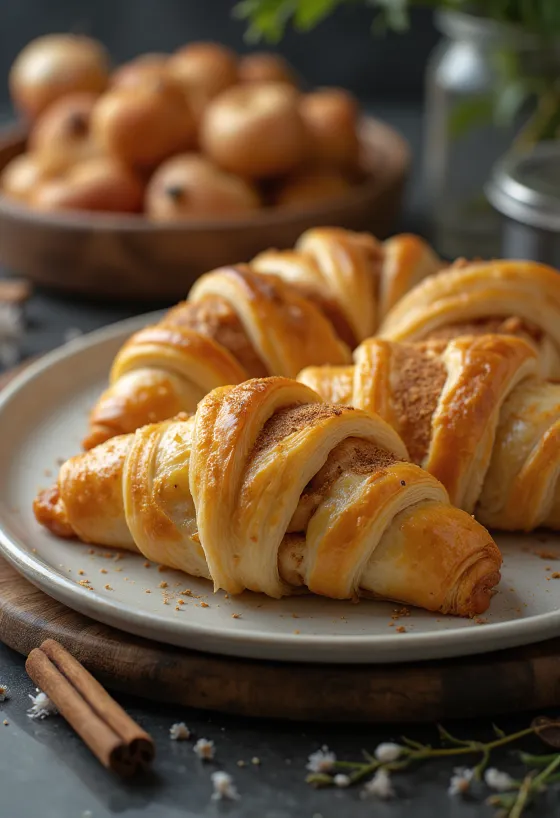 Almás-fahéjas burek aranybarnára sütve, porcukorral megszórva