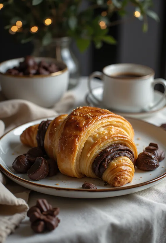 Frissen sült belga csokoládés croissant