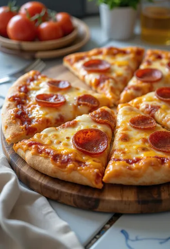 Extra sajtos Pepperoni pizza tálalva
