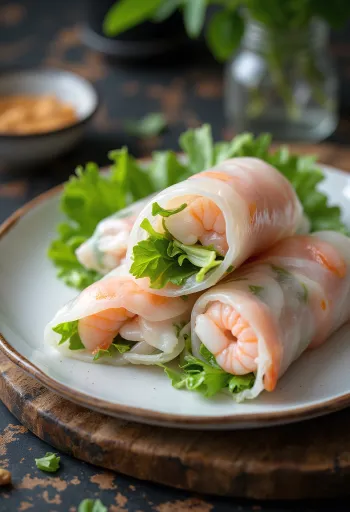 Gỏi cuốn (vietnámi tavaszi tekercs) tálalva szószokkal
