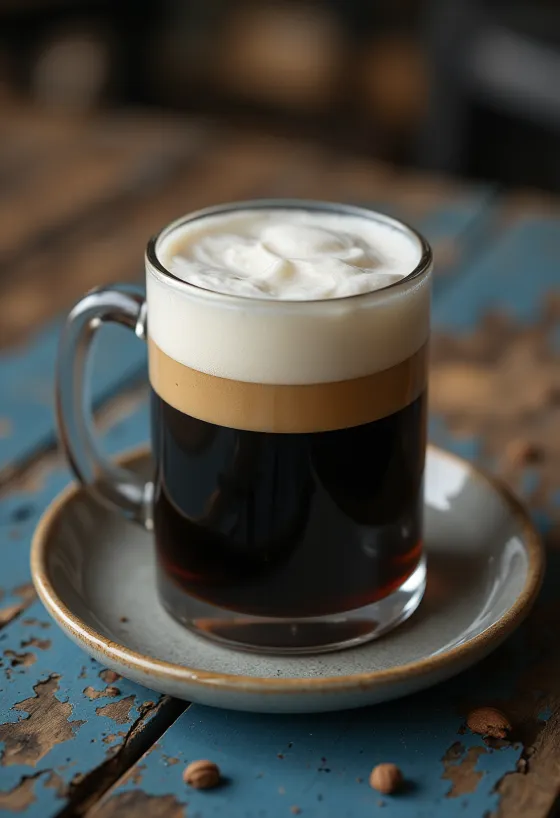 Irish Coffee tejszínhabbal és whiskey-vel díszítve