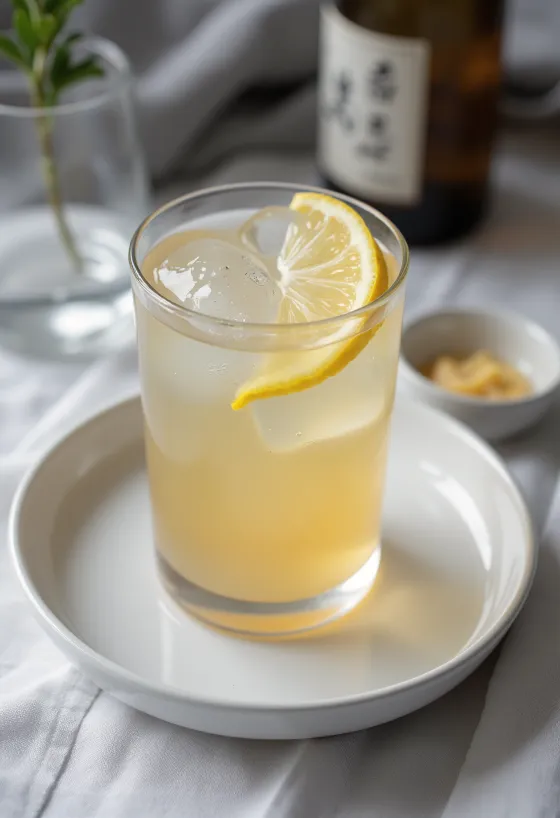 Japán szaké-alapú cider pohárban tálalva