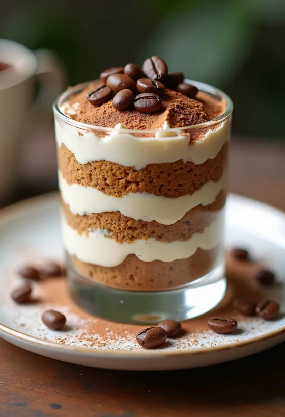 Keto kávés tiramisu rétegek üvegpohárban
