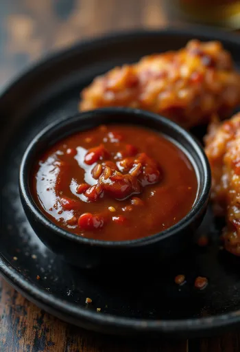 Mézes chili barbecue szósz tálalva