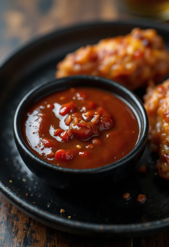 Mézes chili barbecue szósz tálalva