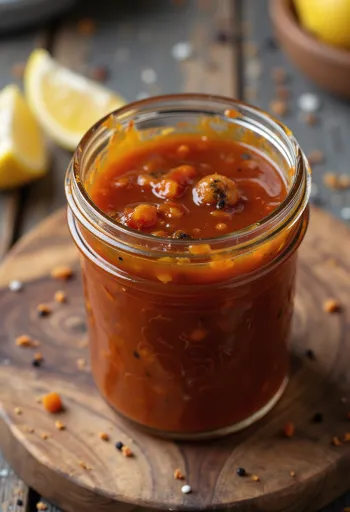 Mézes-citromos chili barbecue szósz tálalva