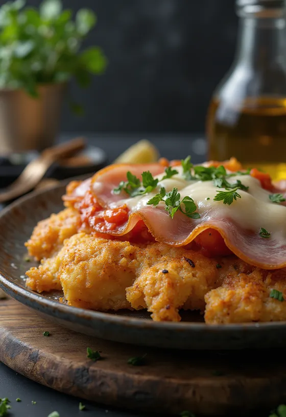 Milanesa napolitana paradicsomszósszal, panírozott hús paradicsomszósszal és sajttal