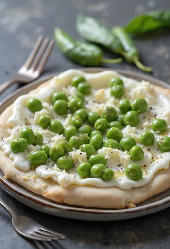 Pizza ai Piselli zöldborsóval és ricottával