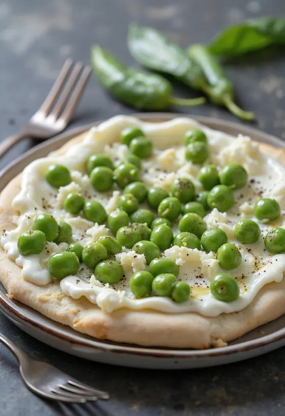 Pizza ai Piselli zöldborsóval és ricottával